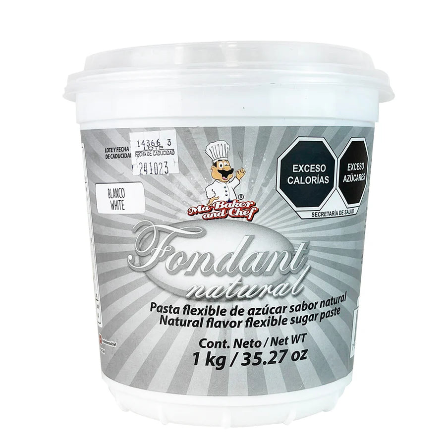 Fondant en pasta Natural 1 Kg (BLANCO, NEGRO O ROJO)
