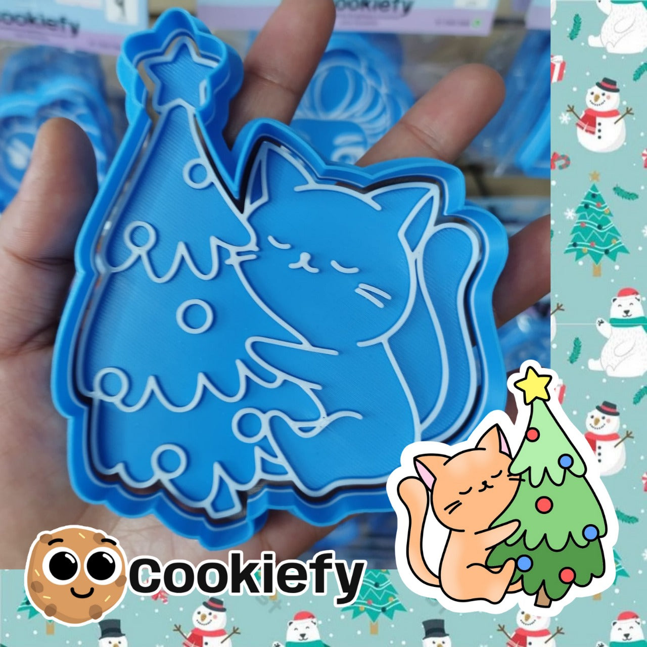 Gatito con Árbol Navideño