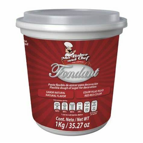 Fondant en pasta Natural 1 Kg (BLANCO, NEGRO O ROJO)